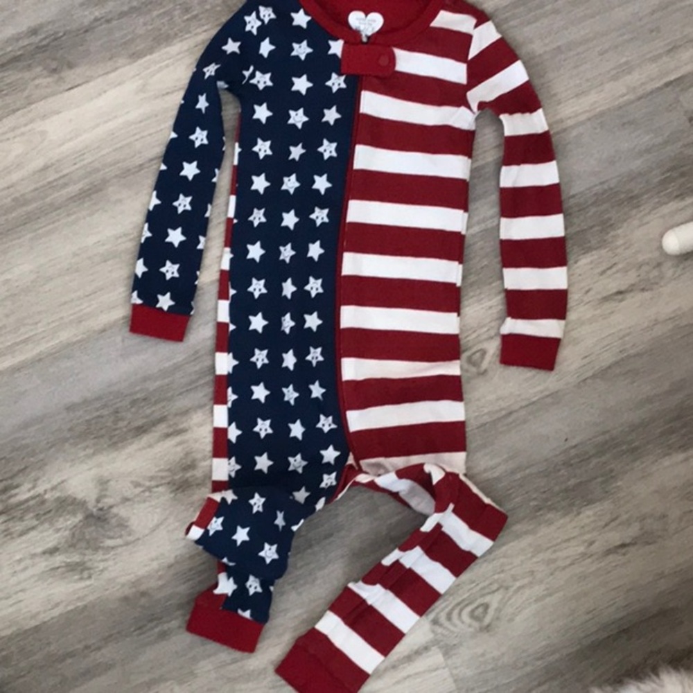 Children’s One piece patriotic, American flag, pajamas 3T